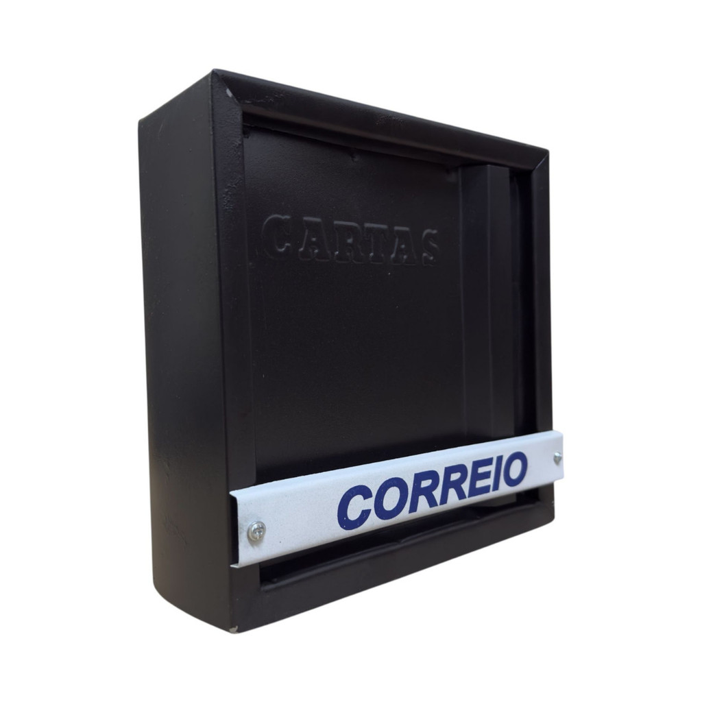 Caixinha De Correio Pratica Carteiro Vertical Aço - Preto