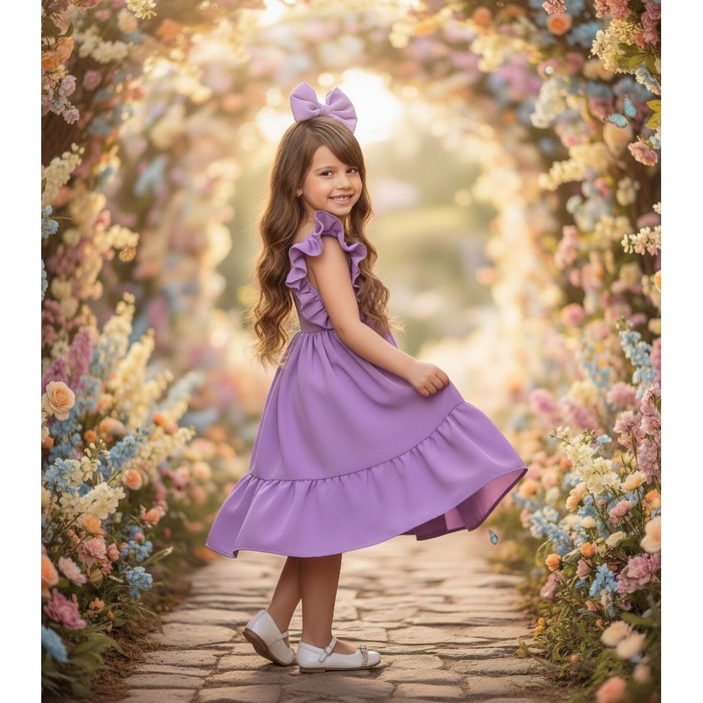 Vestido Lavanda - Roupa Infantil - Vestido Crepe