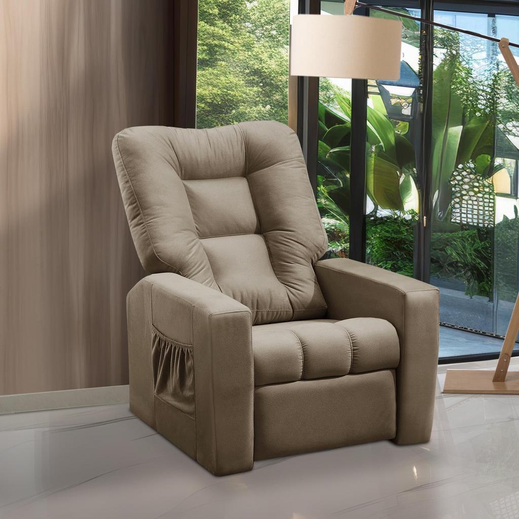 Poltrona do Papai Reclinável Itália Suede Cappuccino Adonai Estofados em Oferta na Shopee