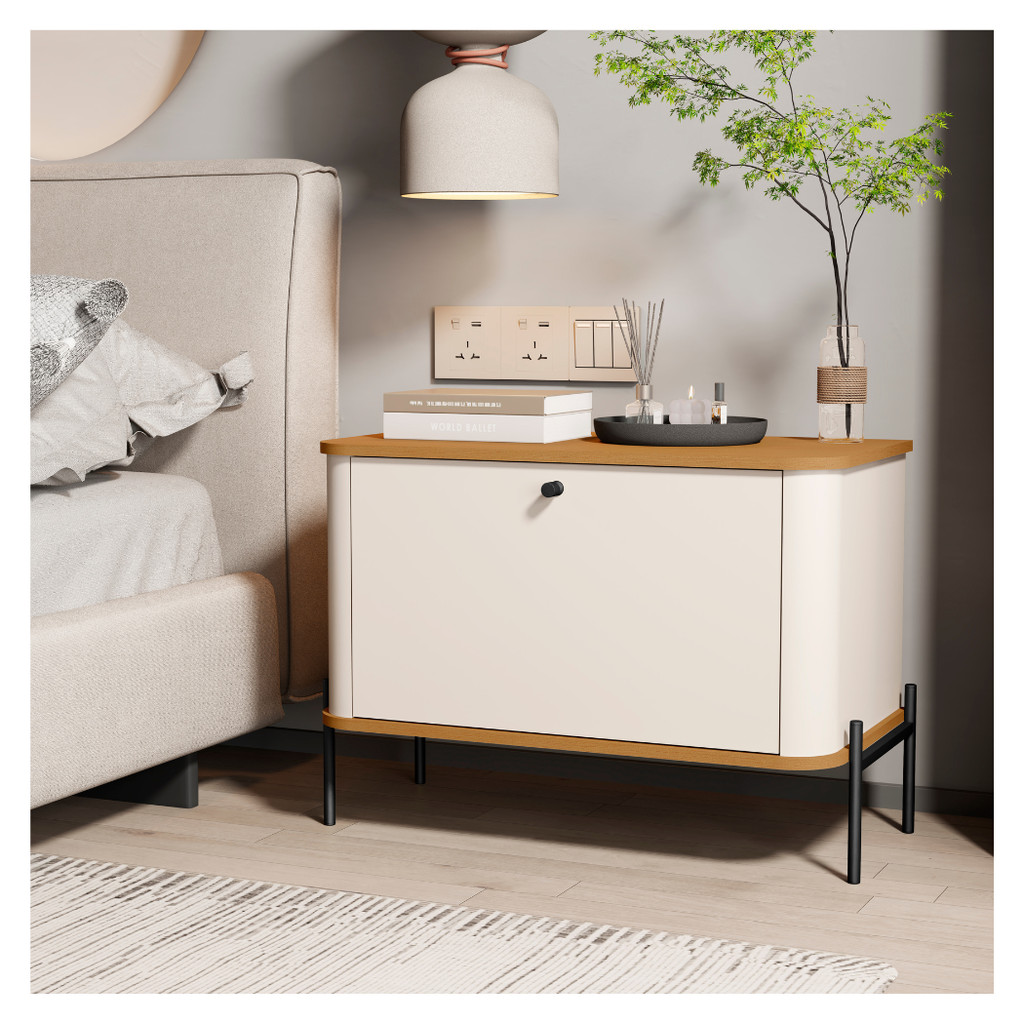 Mesa de Cabeceira com Gaveta Tucupí Off Nature Preto JB Bechara Quarto Moderno Design Sofisticado