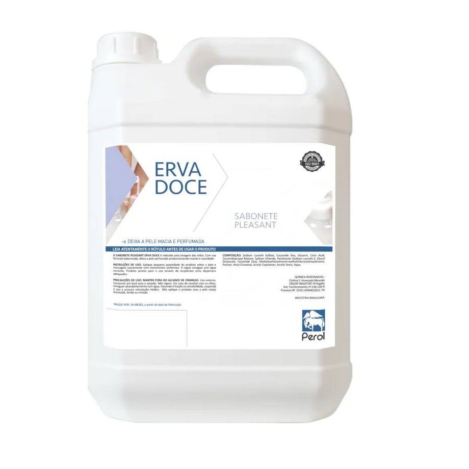 SABONETE PLEASANT ERVA DOCE - SABONETE LIQUIDO PEROLADO - PEROL - 5 LITROS