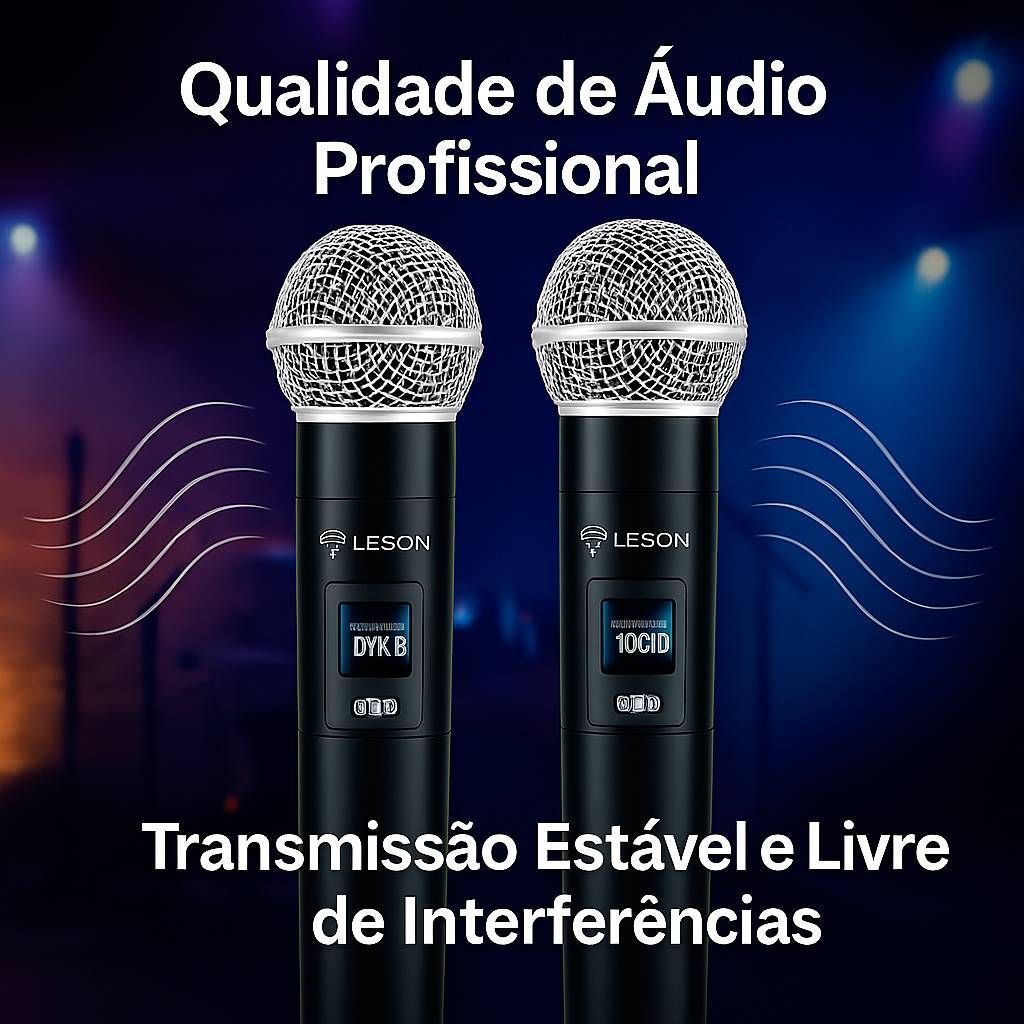 Detalhes do Kit Microfone Sem Fio Leson Digital 2.4GHz Recarregável Igreja Palestra Evento 30m