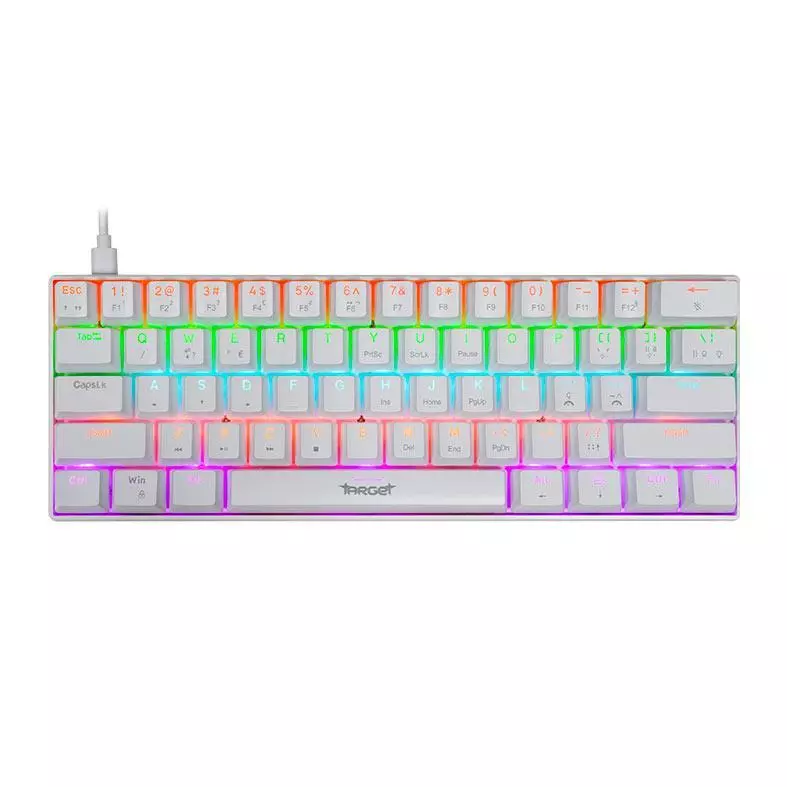 Teclado Mecanico TGT Sherman Compacto V2, Rainbow, ABNT2, Switch Huano Azul, Branco, TGT-SHCPTW-RBW02