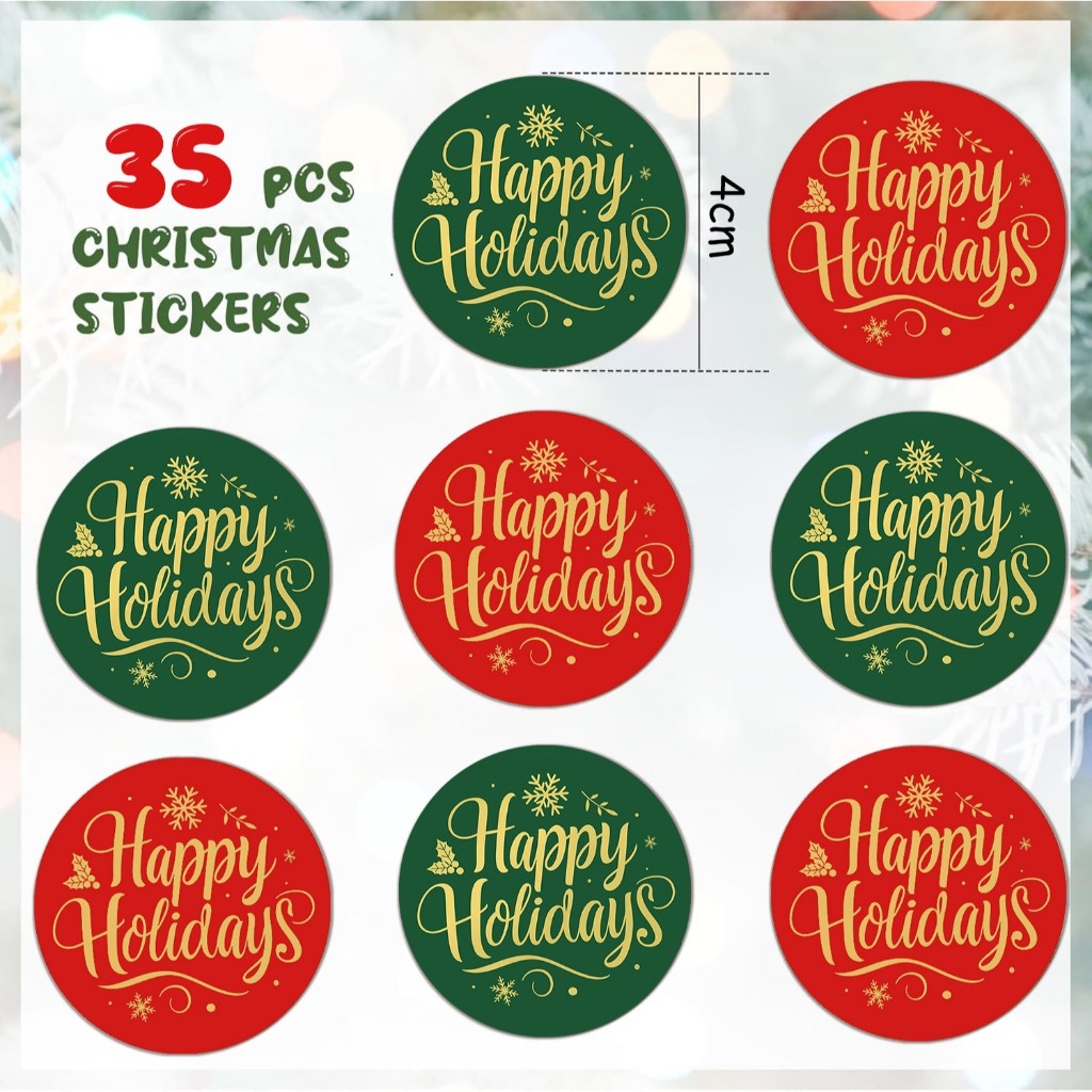 35 pecas adesivo de PVC A prova d agua para decoracao de Natal em estilo retro