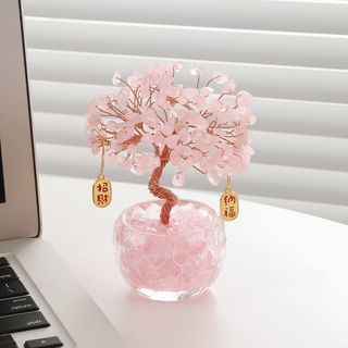 Novidade para 2026 Natural amarelo roxo rosa cristal fortuna árvore ornamentos dinheiro fortuna presente de ani