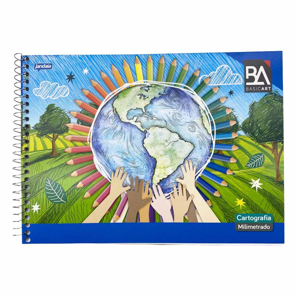 Caderno de Cartografia Espiral 48 Folhas Basic Art 01005 Jandaia - 10UN