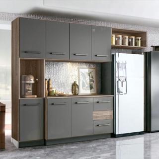 Cozinha Suspensa Juliete 07 Portas Carvalho e Chumbo Nicioli em Oferta na Shopee