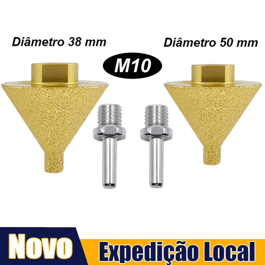 Broca fresadora diamante dourado M10 (rebarbadora rosqueada M10) com haste de ligação 1 M10