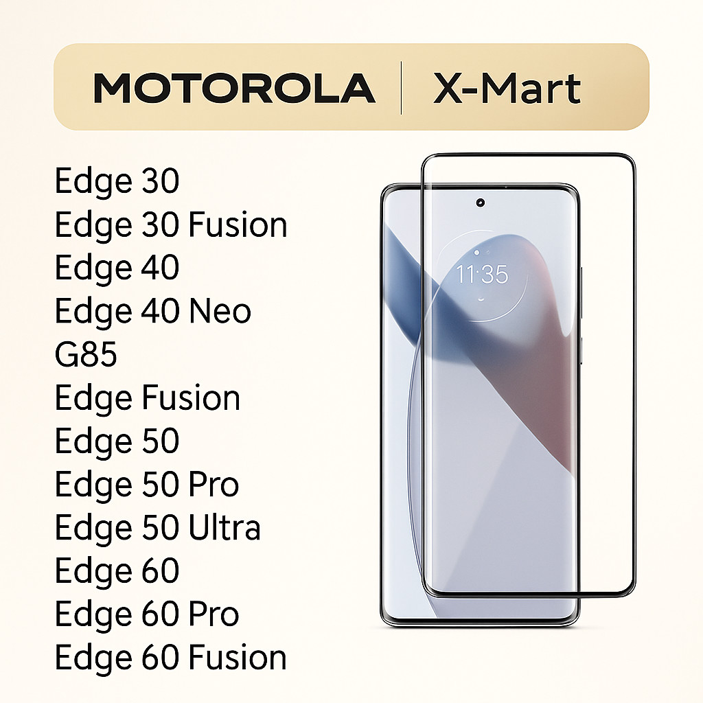 Película de Vidro 3D X-Mart para Motorola Edge 30 Fusion / 40 / 40 Neo / G85 / 50 / 60 – Cobertura Total HD