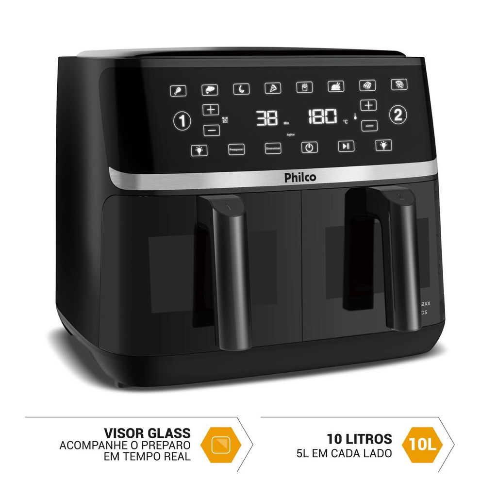 Detalhes do Air Fryer Philco 10L Cesto Duplo 2000W PAF10A