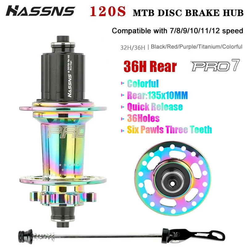 Cubo De Rolamento Para Mountain Bike HASSNS-Pro7 , 32 Furos , 36 Traseiro 32h , Barulhento De Rolamentos De Bicicleta , 
