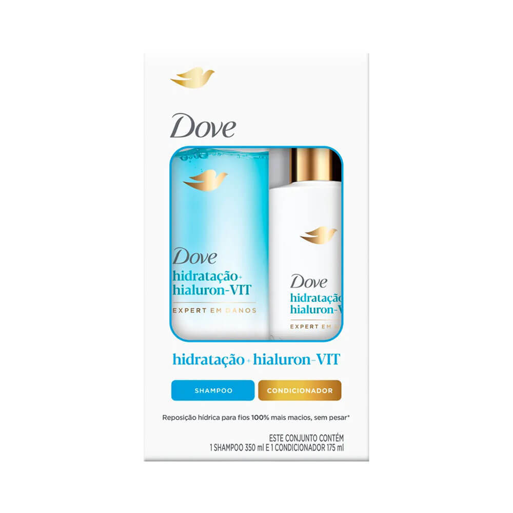 Kit Dove Shampoo 350ml + Condicionador 175ml Hidratação + Hialuron-VIT em Oferta na Shopee
