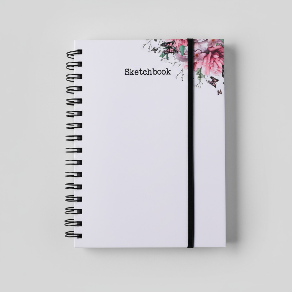 Sketchbook Desenho Lettering 90g 100 Folhas Capa Dura Floral