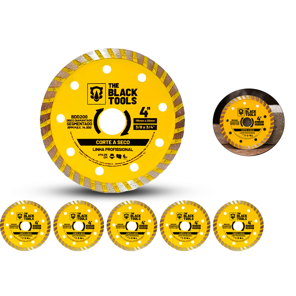 Disco Diamantado Segmentado Concreto Corte Seco 4 Pol 110mm X 20mm The Black Tools em Oferta na Shopee
