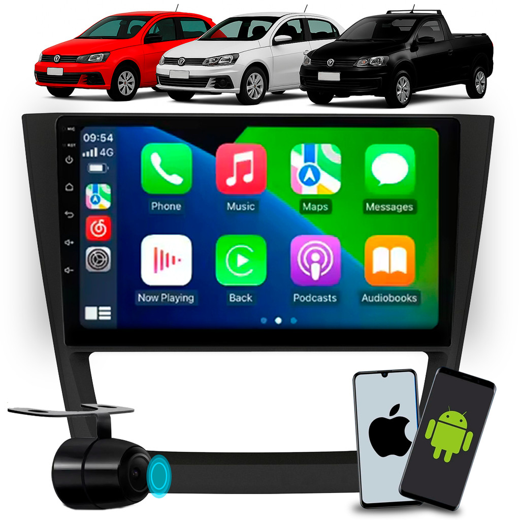 Multimídia 9 Polegadas Gol G6 Saveiro G6 Voyage G6 Com Carplay Android Auto Bluetooth Câmera de Ré e Moldura em Oferta na Shopee