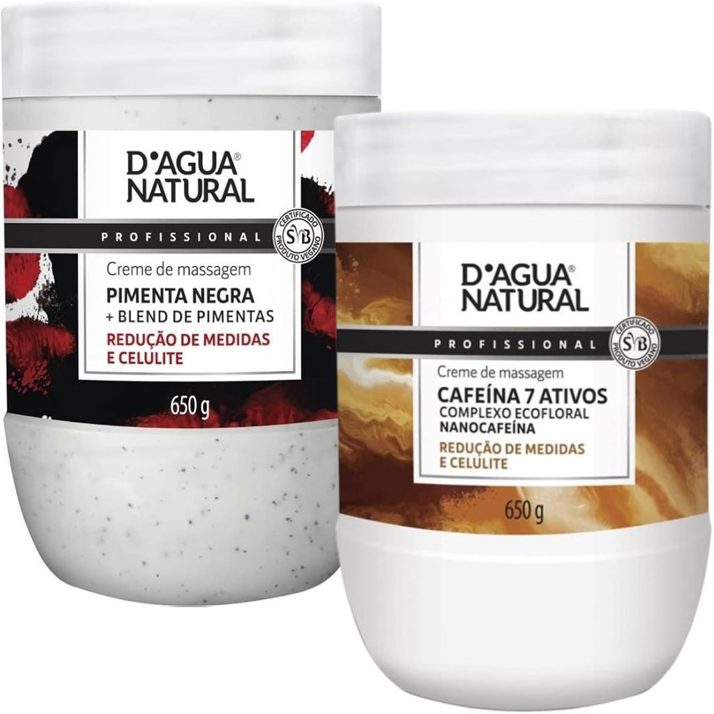 Kit Pimenta Negra 650g + Cafeína 7 Ativos 650g | Auxilia na Redução de Medidas, Celulite e Gordura Localizada!