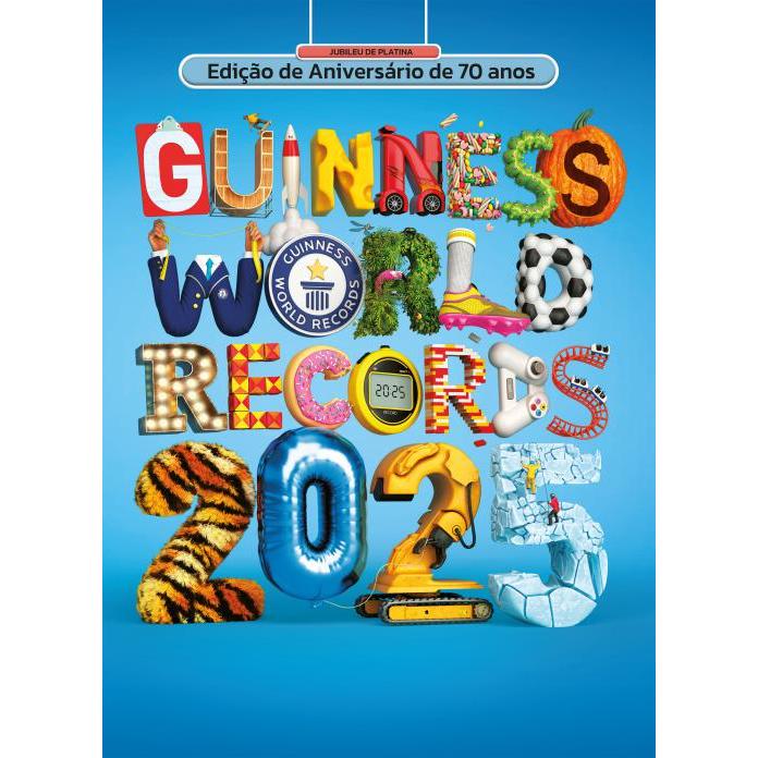 Livro Guinness World Records 2025 – Edição de aniversário de 70 anos do maior livro de recordes do mundo - Novo DFP