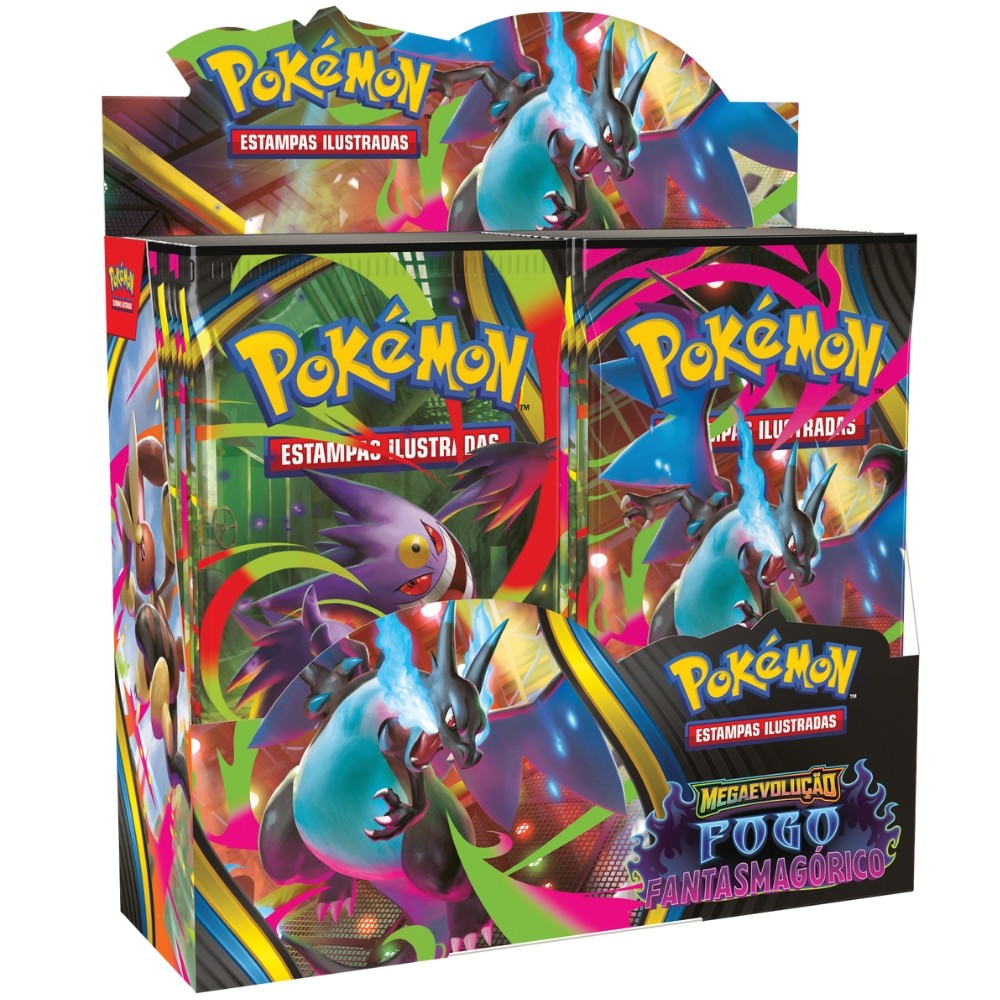 BOOSTER BOX MEGAEVOLUÇÃO FOGO FANTASMAGÓRICO ME02 COPAG POKÉMON TCG CARTA DISPLAY MEGA CHARIZARD X em Oferta na Shopee