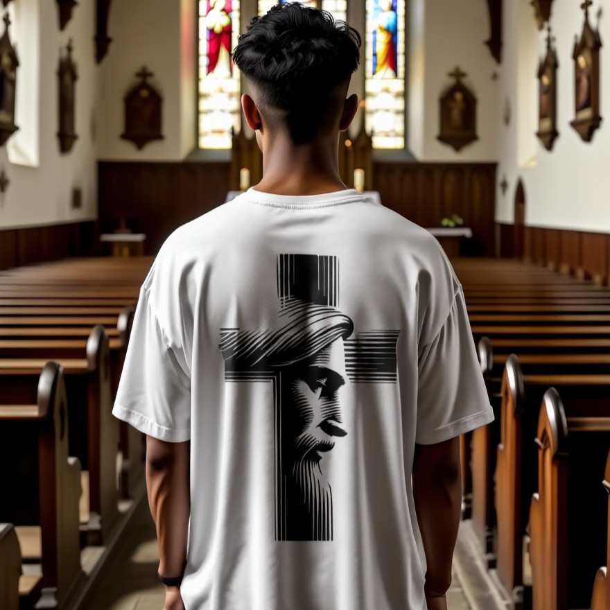 Camiseta Oversized e Regular Cruz Cristã Religiosa Streetwear Camisa Evangelica Catolica
