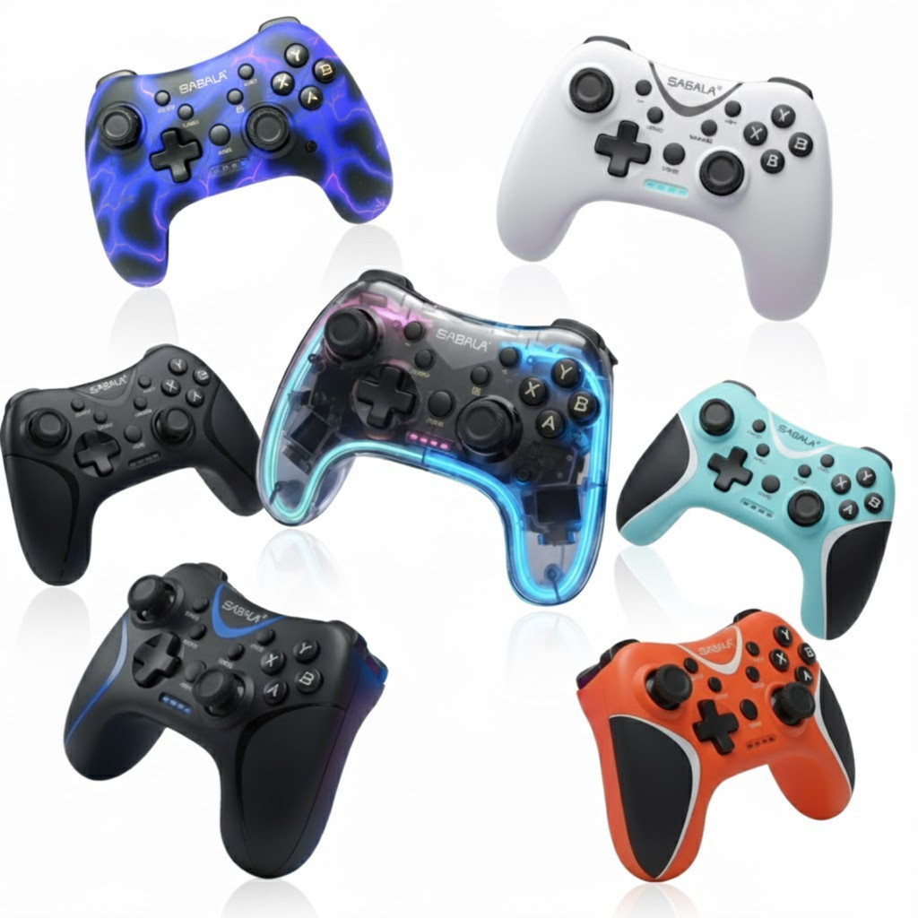 Controle Gamepad Sabala Joystick Bluetooth Sem Fio com Vibração e Suporte Para Celular