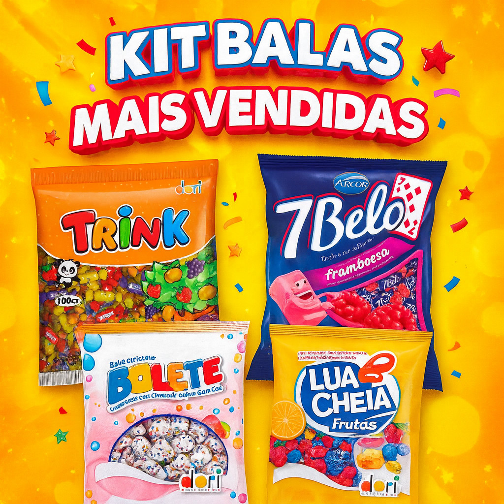 Kit Festa com as Balas Mais Vendidas – Trink, Bolete, 7Belo, Lua Cheia! Escolha a sua favorita