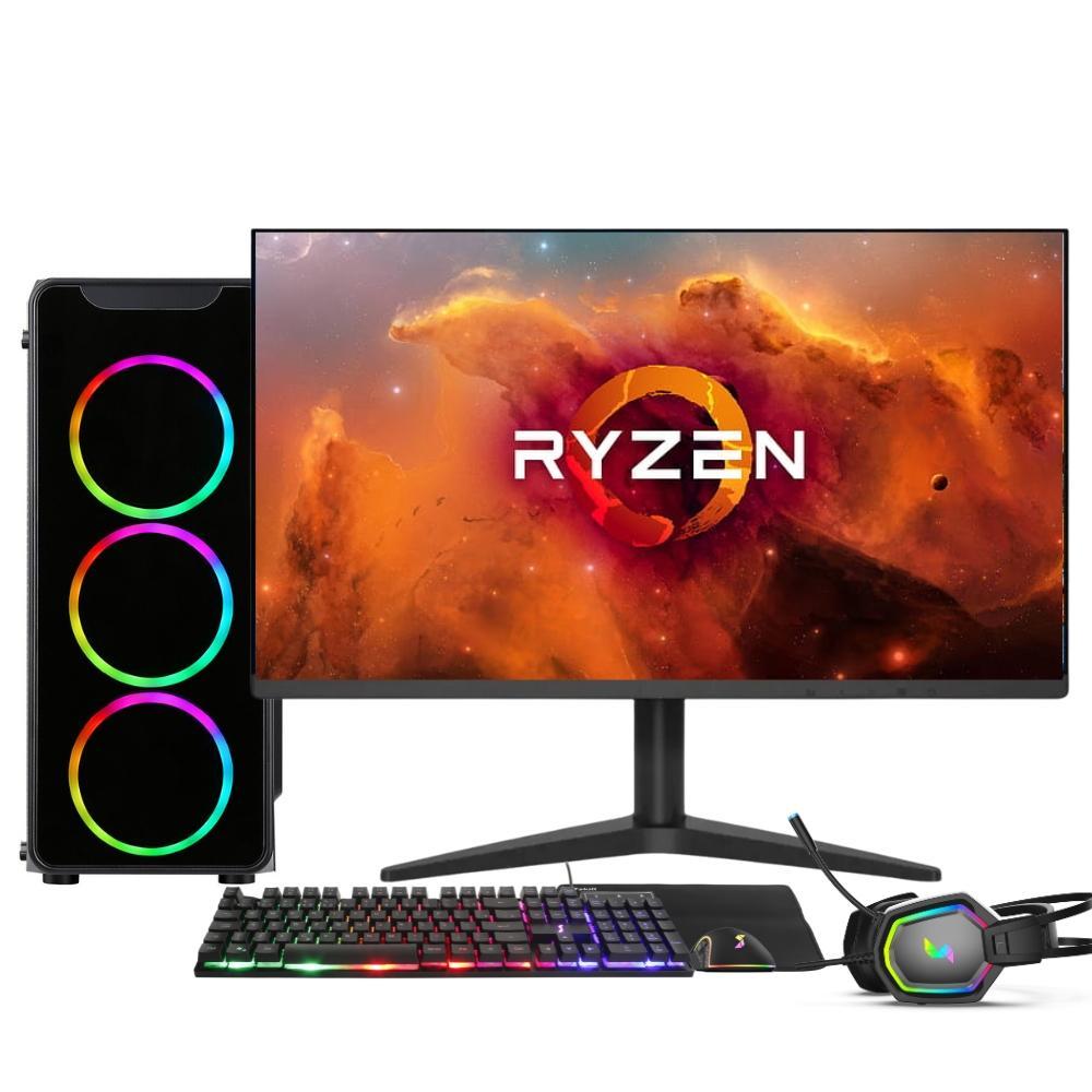 PC Gamer Completo AMD Ryzen 7 5700G, 16GB DDR4, SSD 512GB, Fonte 500W, Monitor 21.5" 75Hz, 3green Force - 3F-012