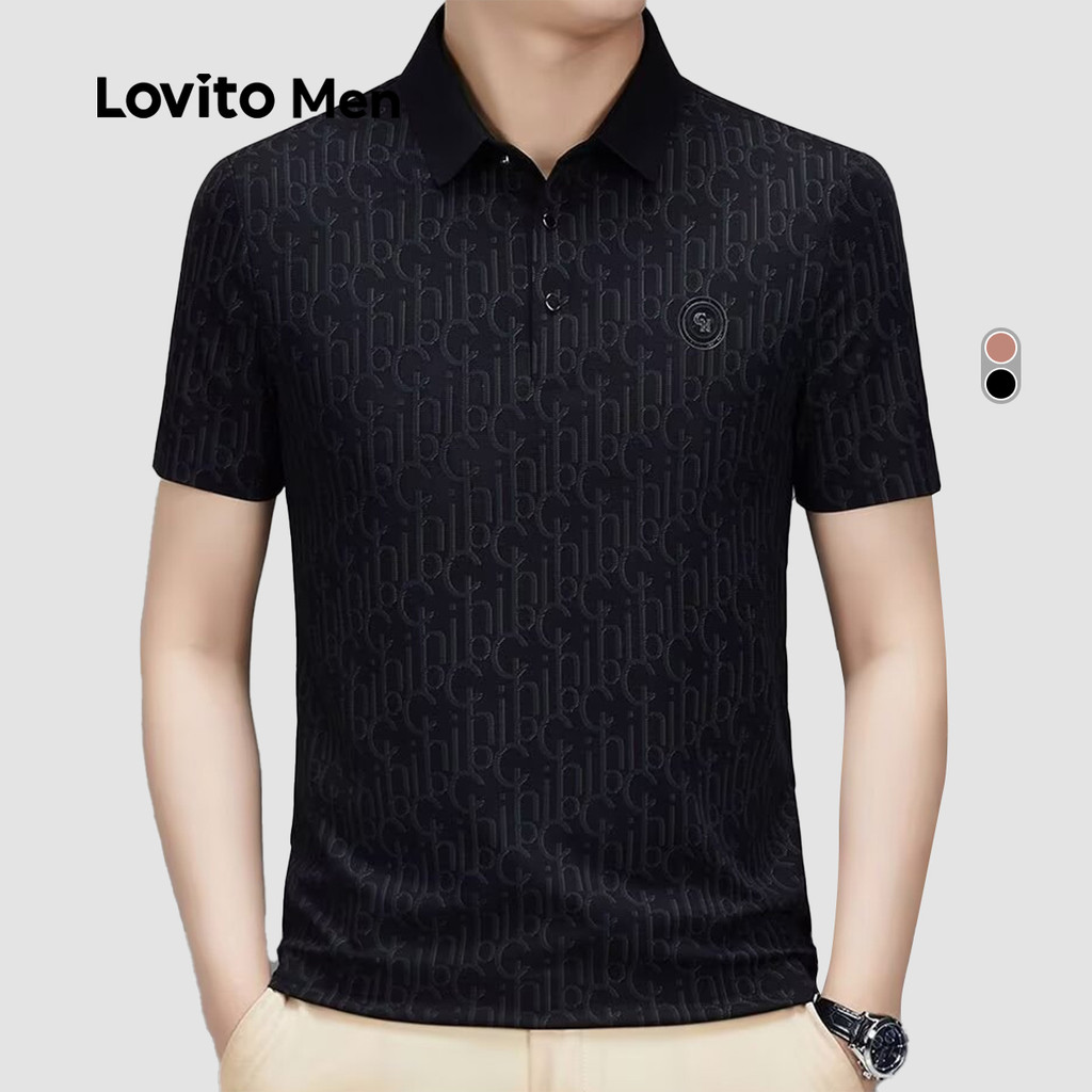 Lovito Men Camisa Polo Casual de Primavera/verão Cor Cáqui para homens LNE122065