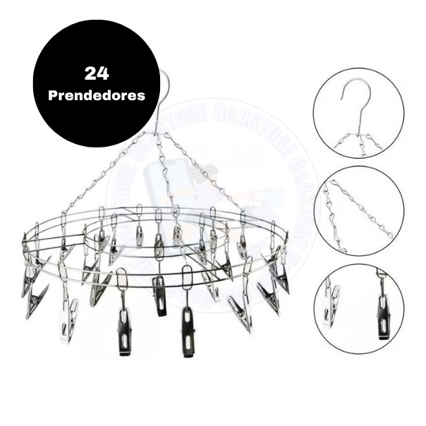 Varal 24 Prendedores Roupa Bebe Calcinha Cueca Dobrável Inox