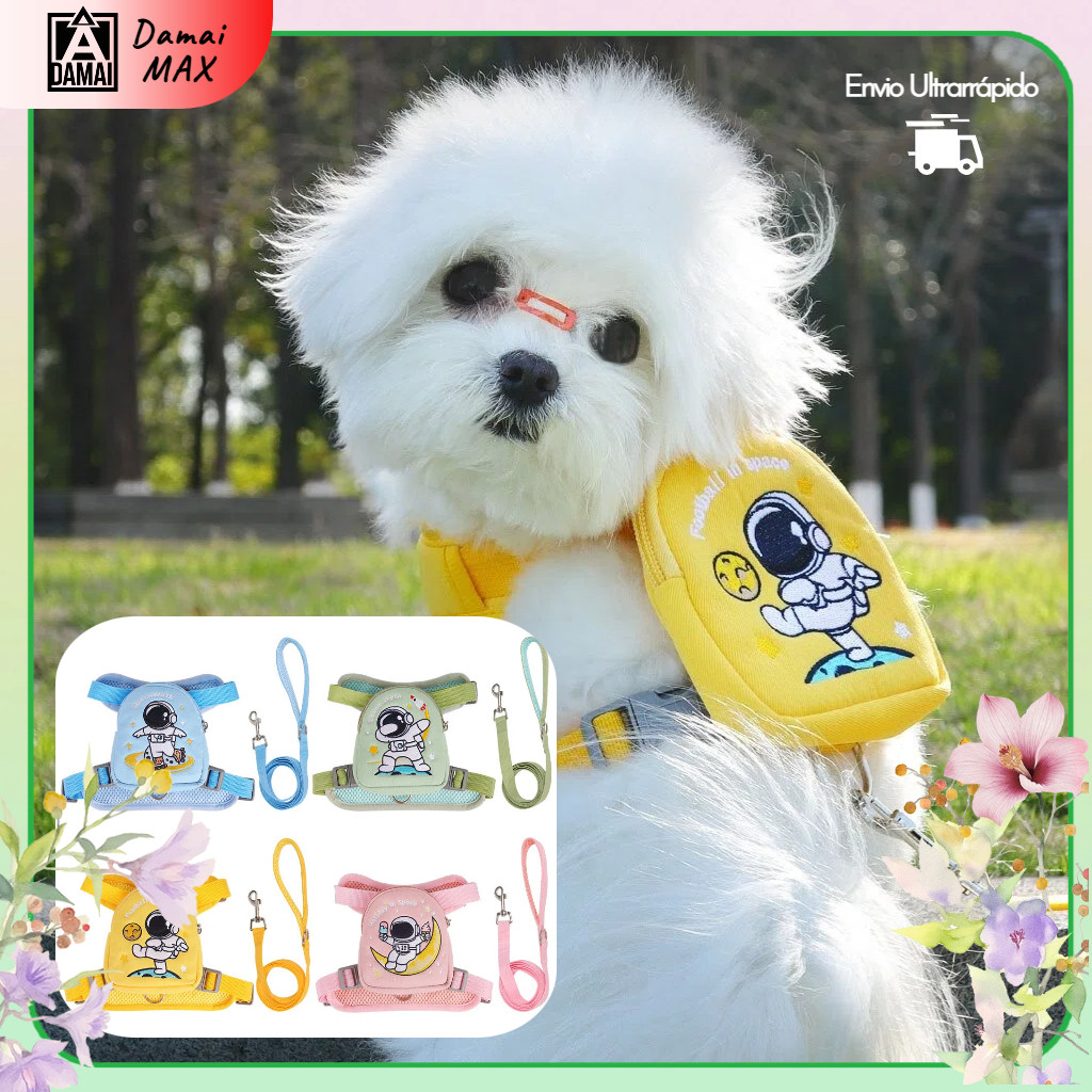 Peitoral Coleira Com Guia e Bolsa Removível Para Cachorro Pet Cães Pequenos E Médios Gato De Viagem em Oferta na Shopee