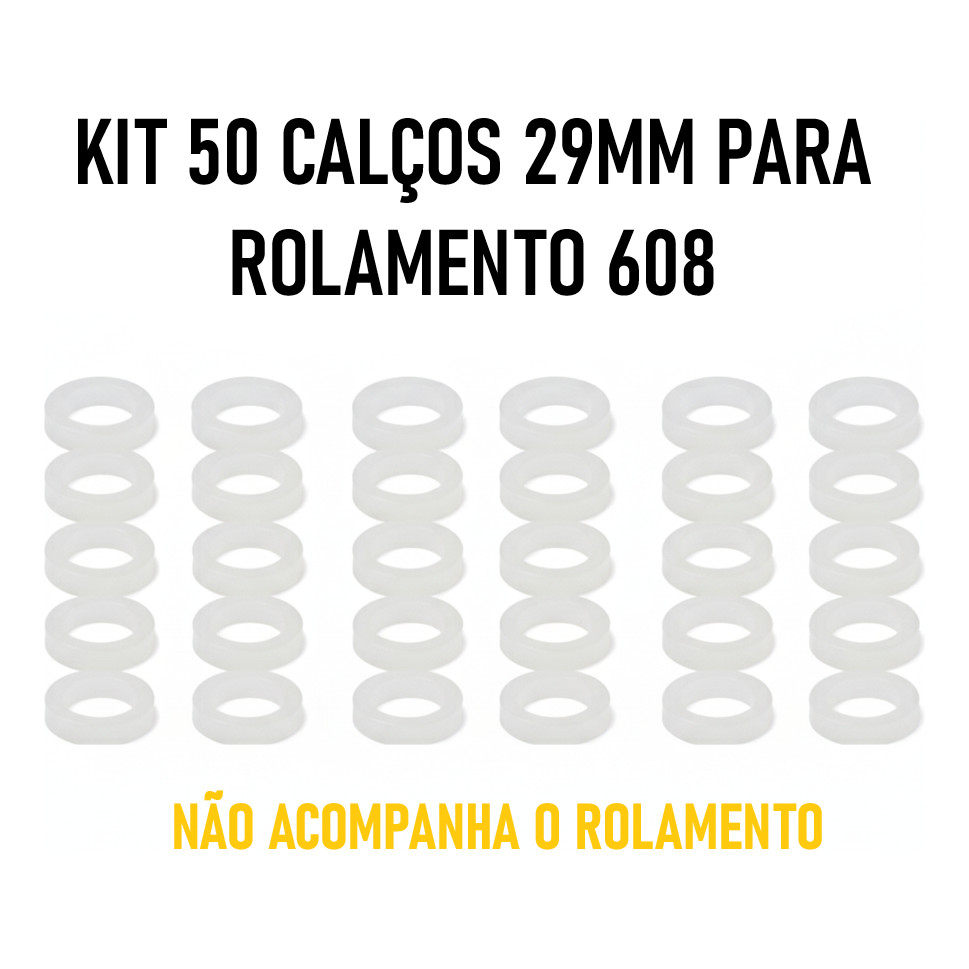 Kit 50 Calços 29mm Para Rolamento 608 Diversos Ventiladores