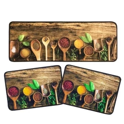 Jogo Tapete 3 Peças Antiderrapante Kit Cozinha Decorativo Boucle Prime - 1 Passadeira e 2 Tapetes Fácil de Limpar