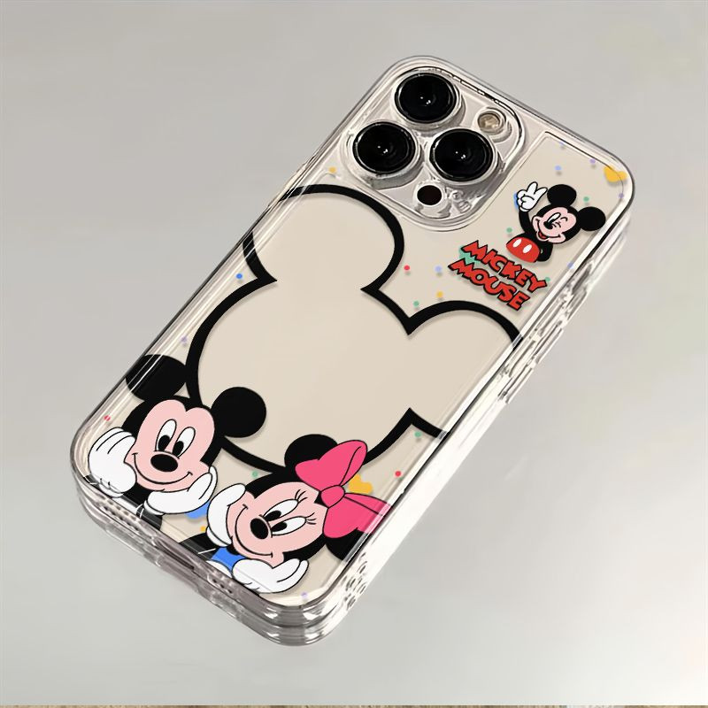 Capinha Capa Material transparente TPU Estampa do Mickey Mouse IPhone XR 11 12 13 14 15 16 Pro MAX 14 15 16 Plus em Oferta na Shopee