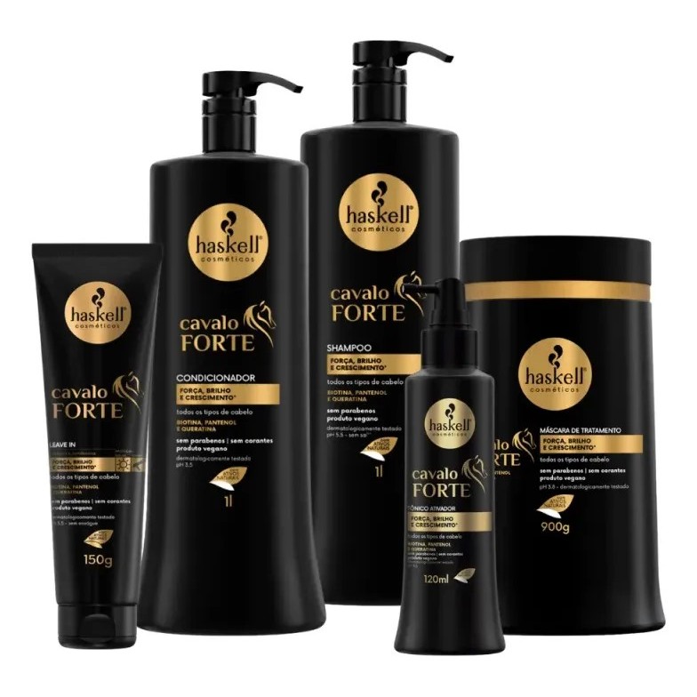 Kit Haskell Cavalo Forte Litro  – Força, Brilho e Crescimento Capilar em Oferta na Shopee