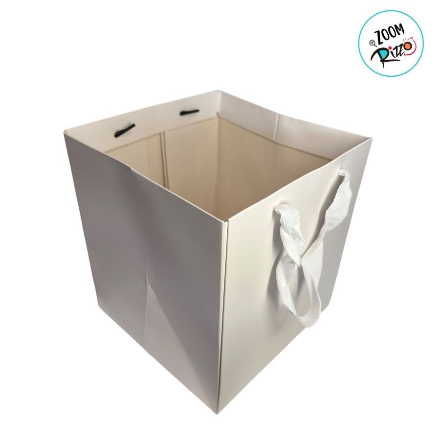Sacola de Papel com Alça 18x18x18cm - Quadrada - Branca - 1 unidade · foto 2