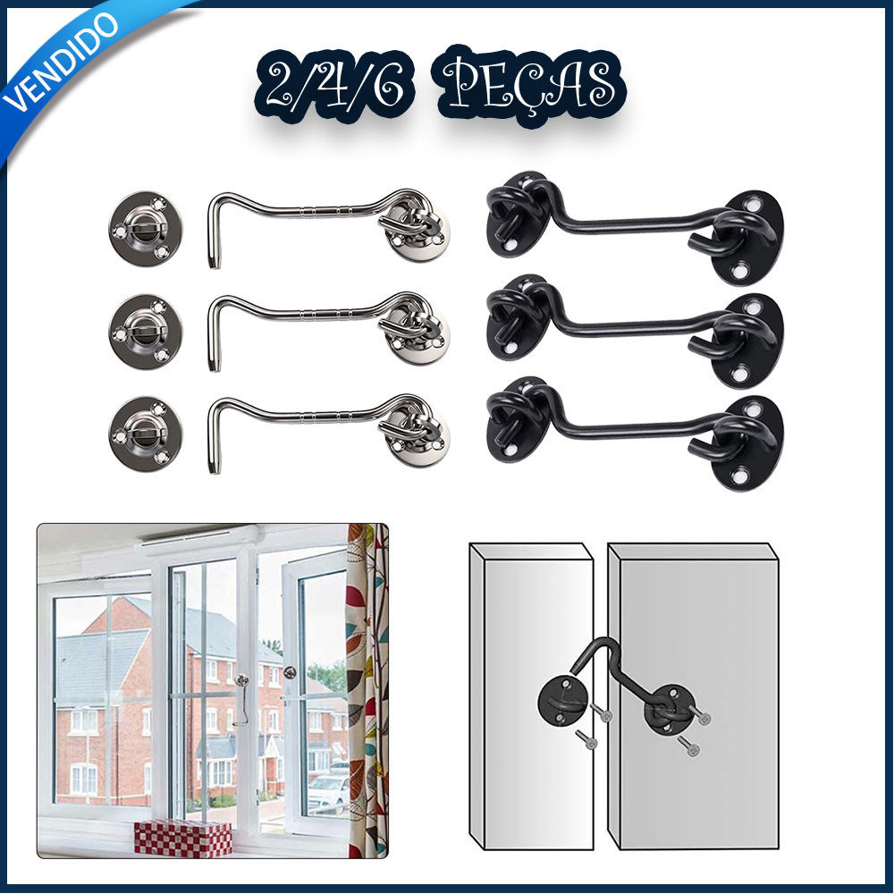 Conjunto de 2/4/6 peças Aldrava Ferrolho Trinco Trava Porta Janela Multiuso Aço inoxidável em Oferta na Shopee