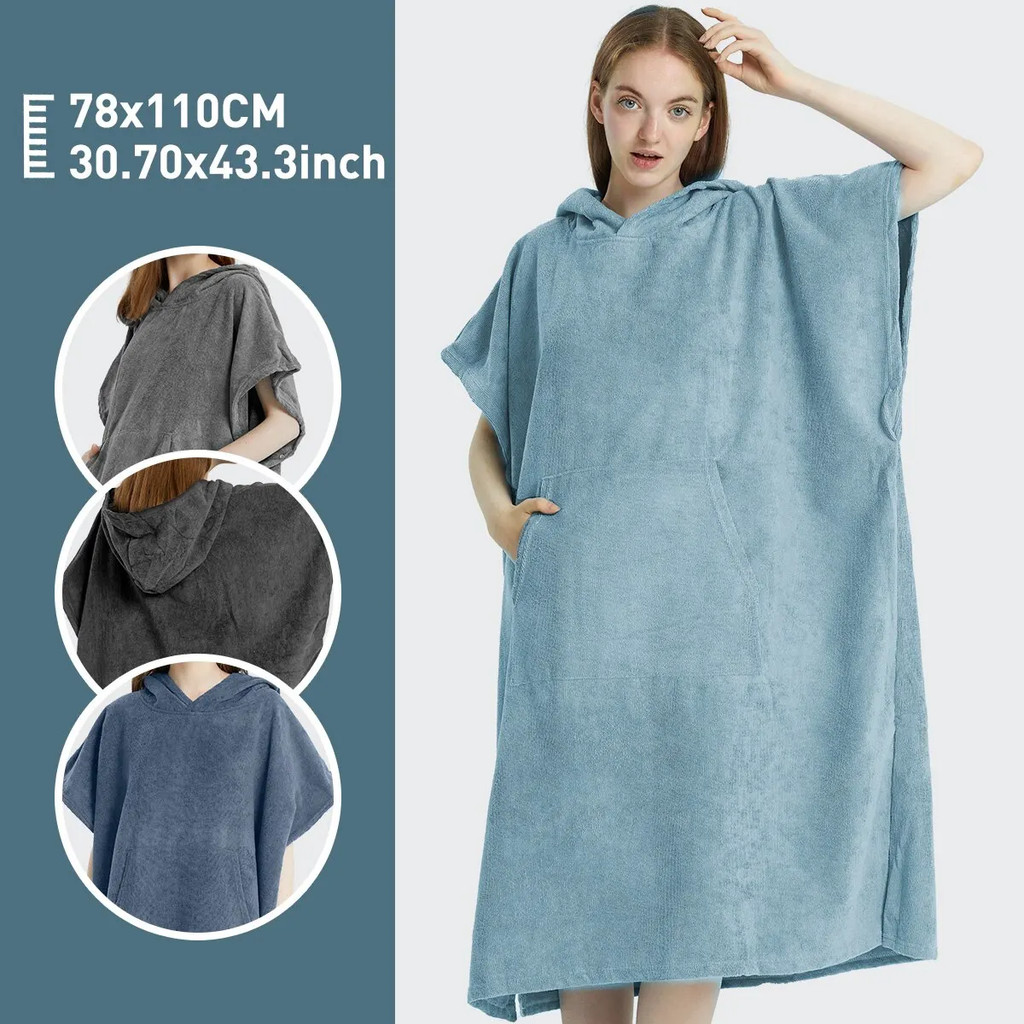 Poncho De Surf Toalha De Secagem Rápida Com Capuz Microfibra Praia Robe Mudando Natação Para Adultos
