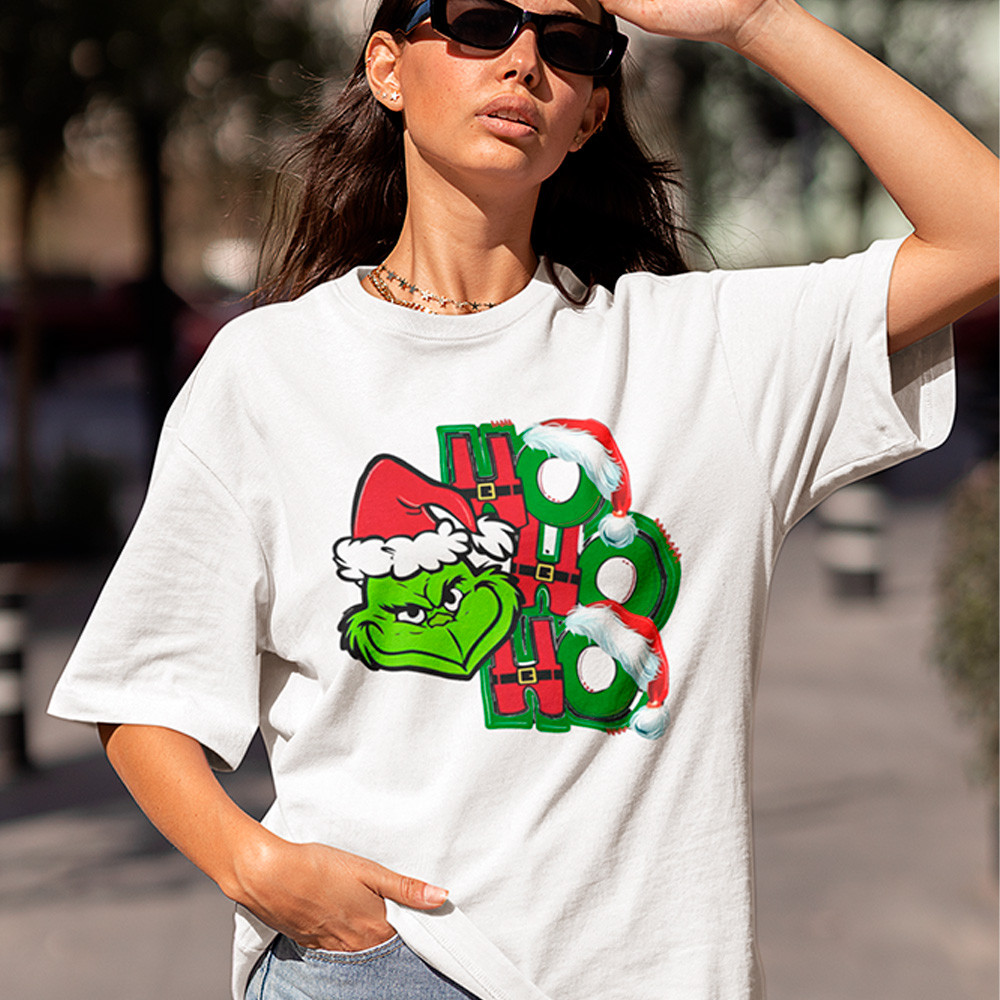 Camiseta Grinch Hoho Papai Noel Camisa Merry Christmas StreetWear Unissex Algodão 30.1 Premium