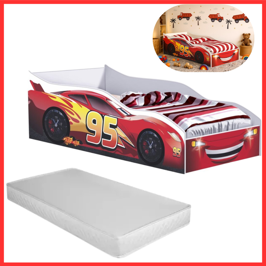 Cama Montessoriana Com Colchão Infantil Carros Menino Quarto Criança em Oferta na Shopee