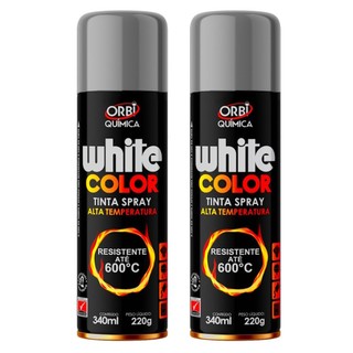 Kit 2 Tintas Spray Alta Temperatura 600°C Prata Roda Escape Motor Forno Fogão Churrasqueira