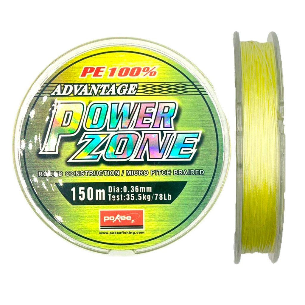 Linha Power Zone 150 Metros  Multifilamento Pesca  78 Libras 0,36mm Amarela