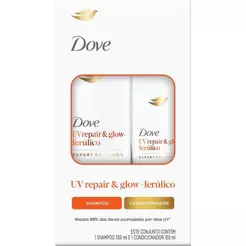 Kit Shampoo 350ml + Condicionador Dove UVrepair & Glow+ Ferúlico Expert em Danos 150ml