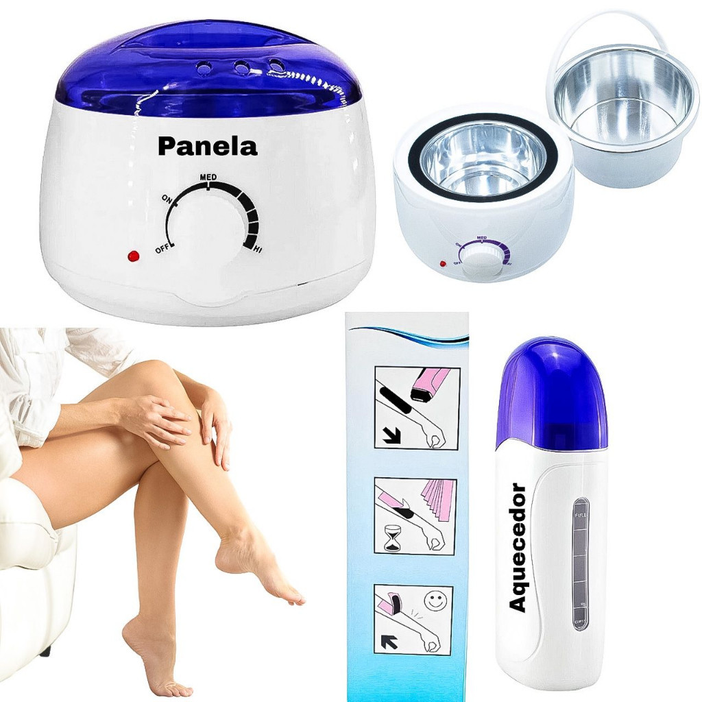 Kit Aparelho Roll On + Aquecedor Panela De Cera De Depilação em Oferta na Shopee