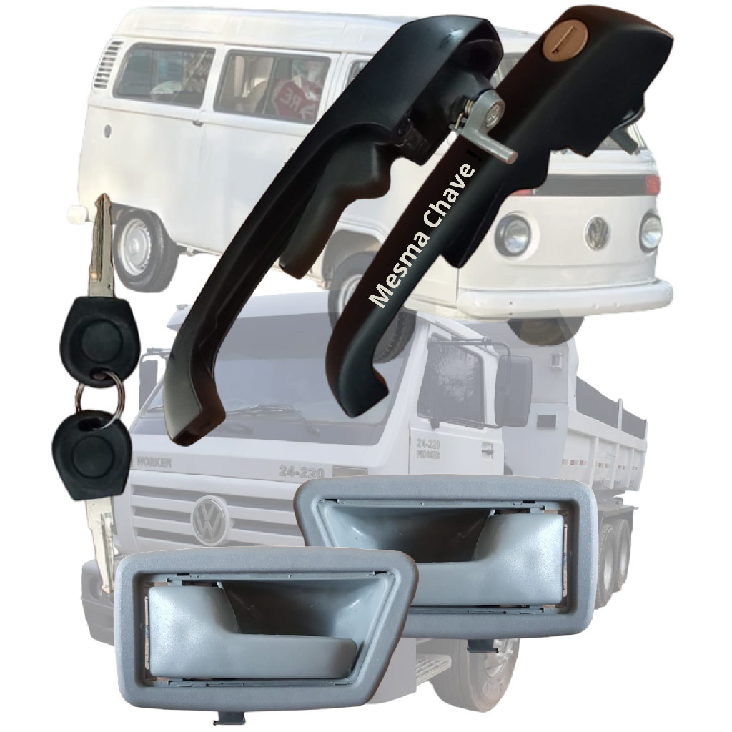 Kit 2 Maçaneta Interna 2 Maçaneta Externa Da Porta Caminhão Vw Titan
