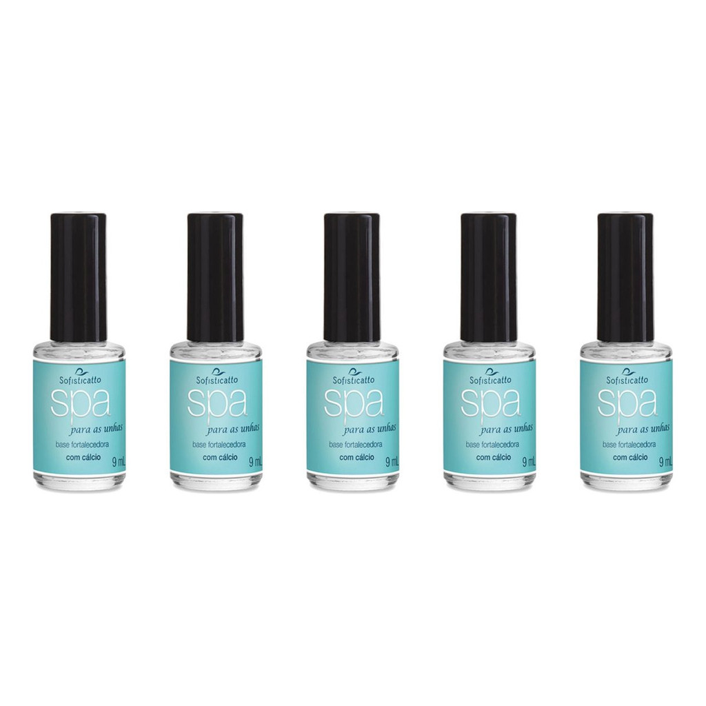 Kit 5 Esmalte Base Fortelece Unha Com Calcio Evita Quebrar
