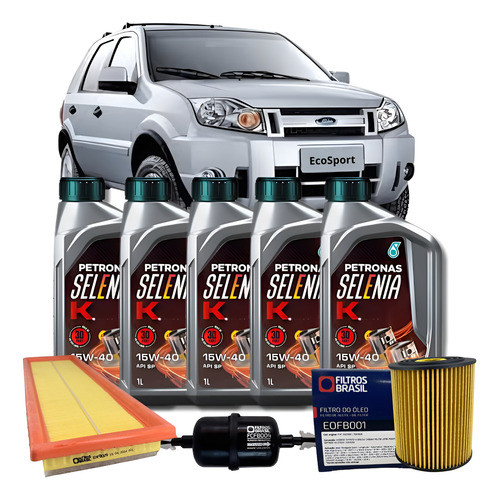 Kit Troca De Oleo Ford Ecosport 1.6 Zetec 03 Ate 2012 15w40