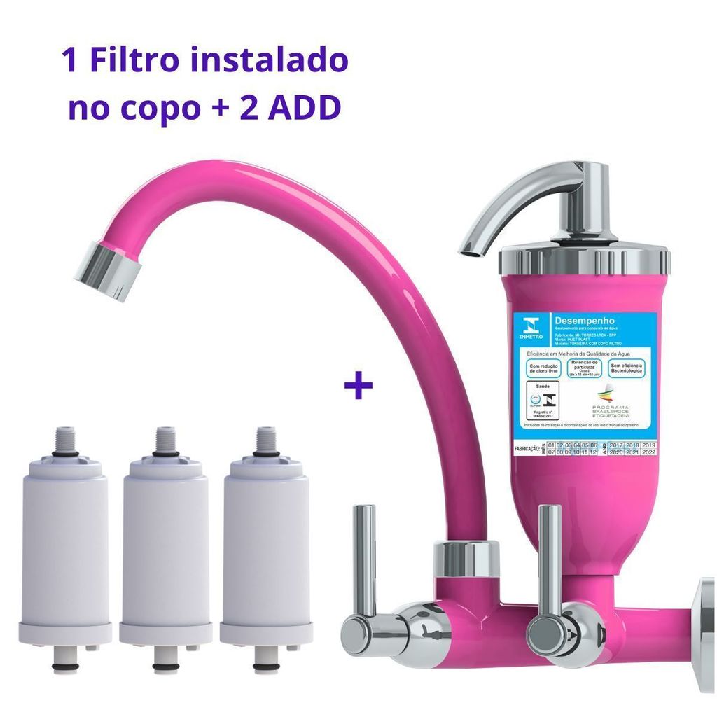 Filtro Com Torneira Abs Rosa Economia E Saúde + 2 Velas em Oferta na Shopee