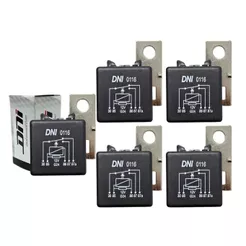 Kit 5 Relé Auxiliar Reversor 40/30a 5 Terminais 12v Universal Com Suporte DNI0116