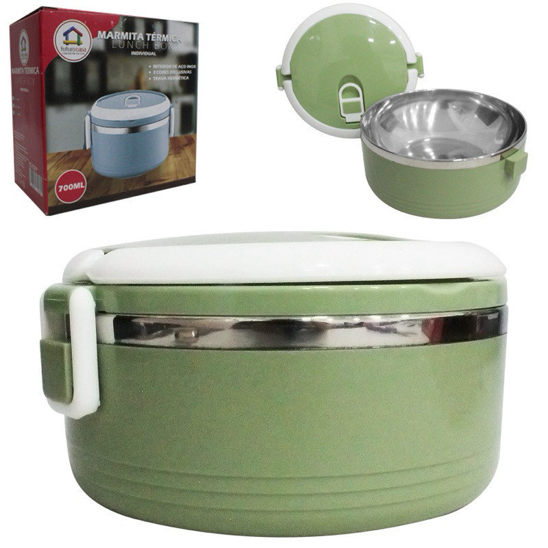 Marmita Térmica 700 ml Inox Com Tampa Vedada Pote Almoço Comida Quente Refeição em Oferta na Shopee