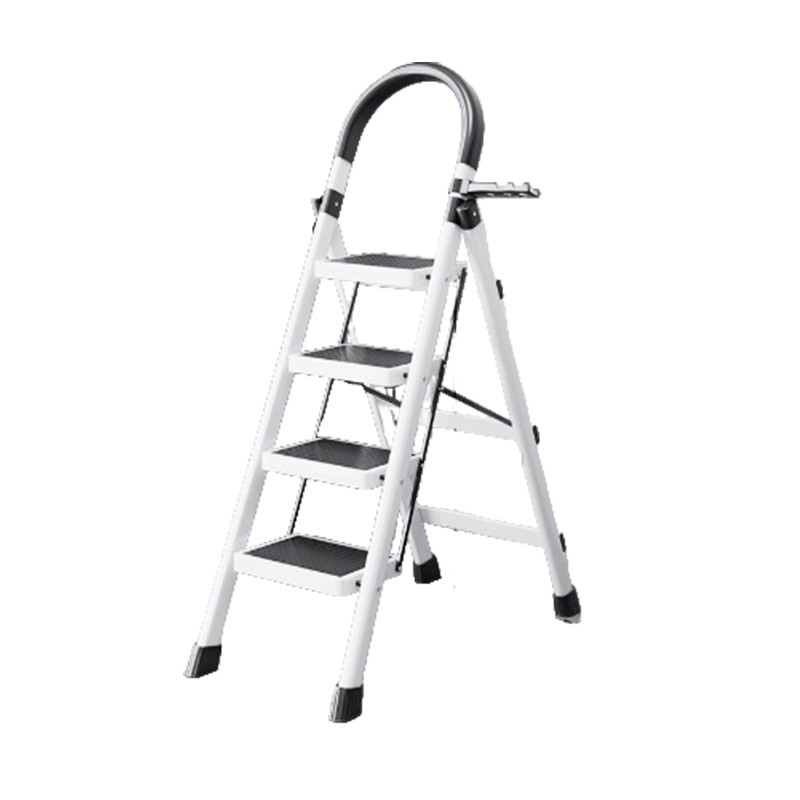 Escadas Dobravel 4 Degraus Escadaria Tesoura Portatil com Plataforma Larga em Aço Resistente Antiderrapante Articulada