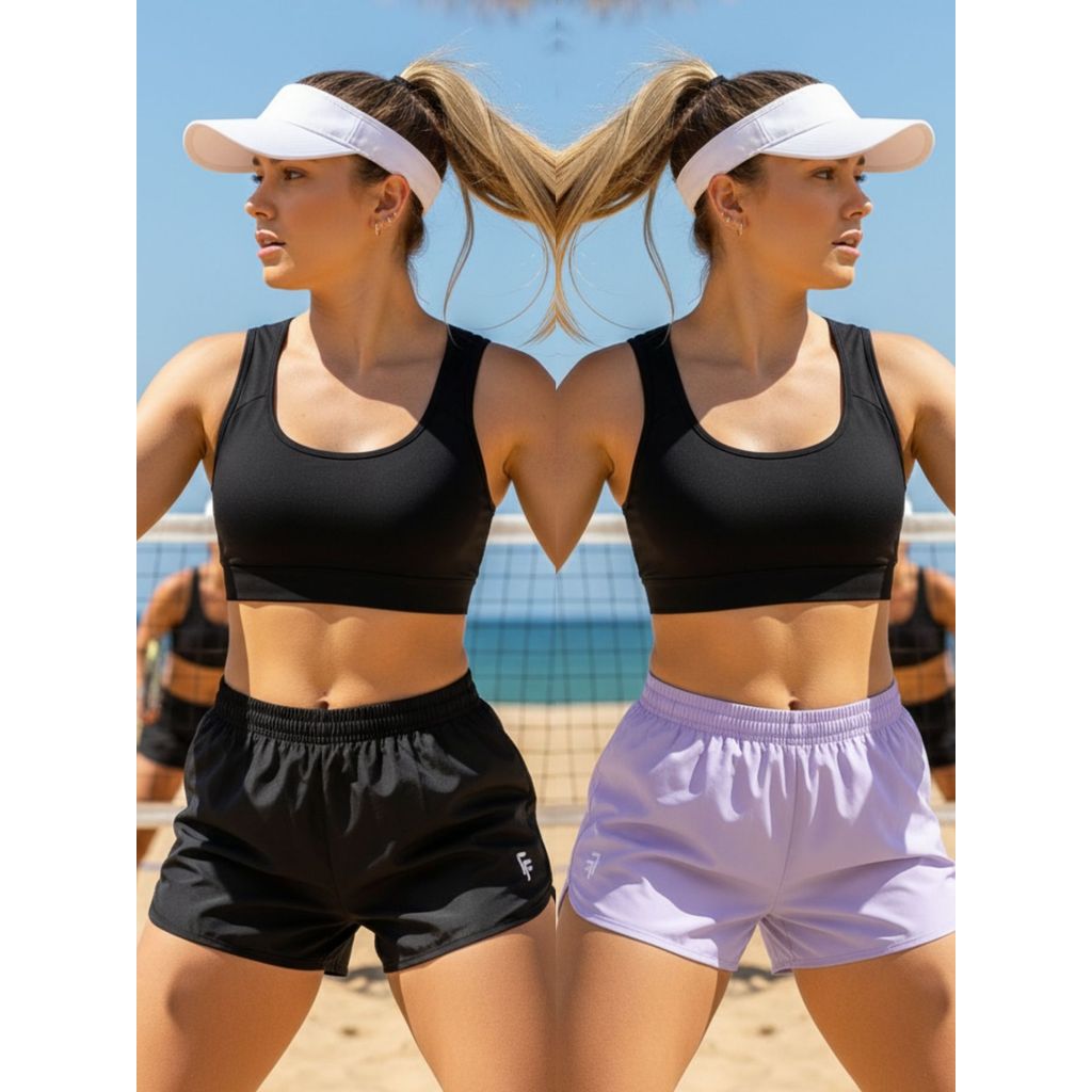 Kit 2 Short Beach Tênis Tactel Feminino Plus Size Curto Verão Praia Areia Volei em Oferta na Shopee